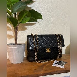 Chanel Lambskin Large Jumbo 24k Classic Flap Bag
